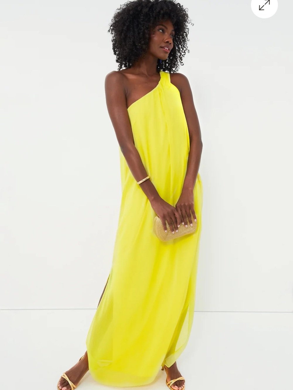 NWT Pomander Place One-Shoulder Yellow Soleil Gown Maxi Dress M